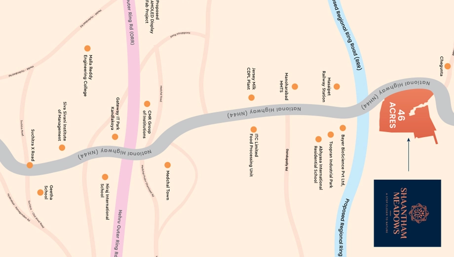 Location of Ithika Shaantham Meadows in Ramanthapur, Hyderabad - Image 419846