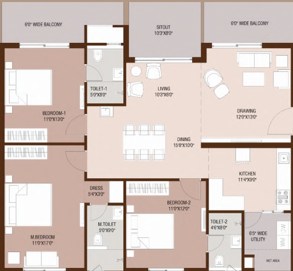 3 BHK Flat in Ankura Breeze In The Courtyard in Mokila, Hyderabad - Image 925232