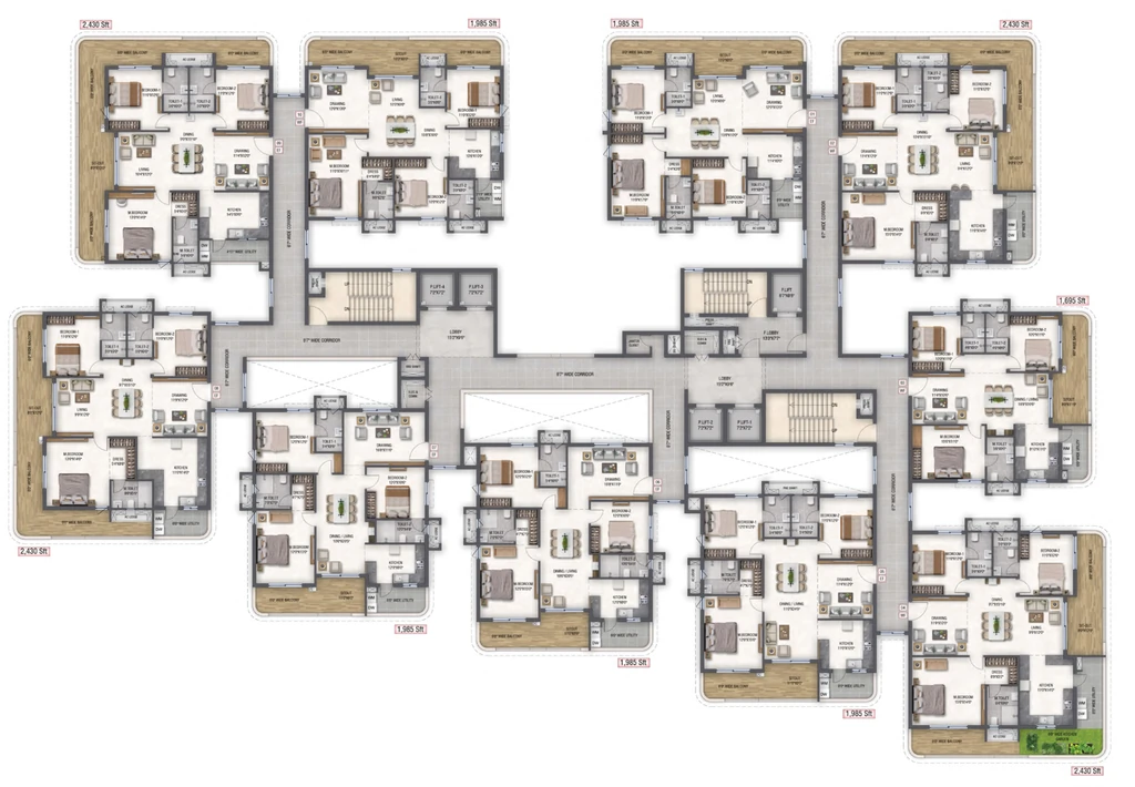 Floor Plan of Ankura Breeze In The Courtyard in Mokila, Hyderabad - Image 419881