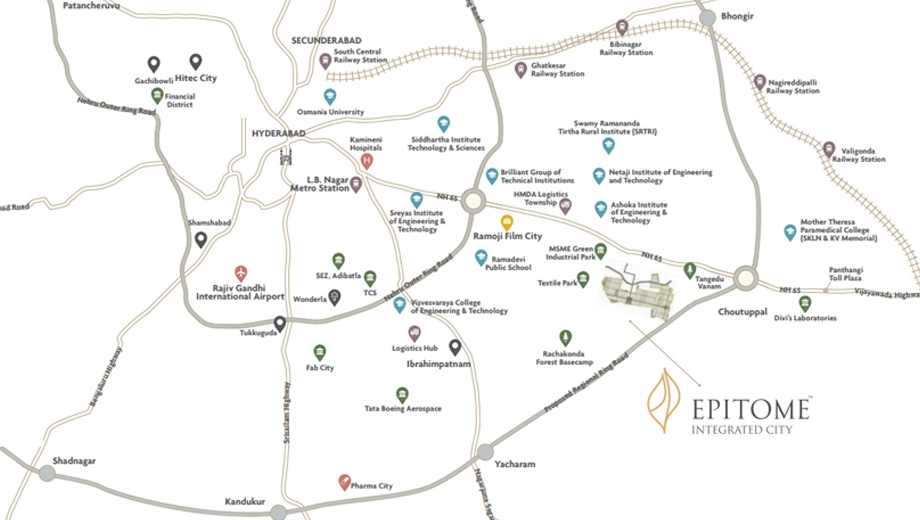 Location of Epitome Integrated City in Choutuppal, Hyderabad - Image 419970