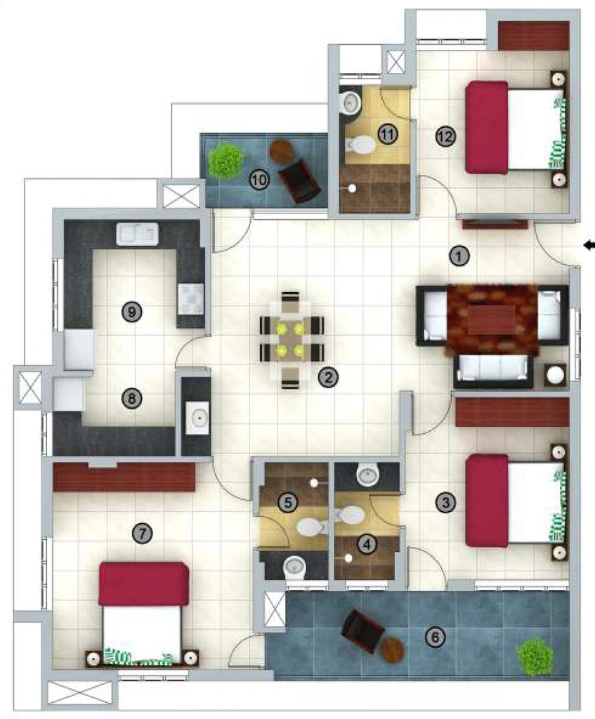 2 BHK Flat in Beacon Mayfair in Poojappura, Thiruvananthapuram - Image 925345