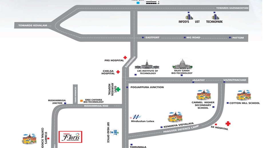 Location of Confident Floris in Poojappura, Thiruvananthapuram - Image 420123