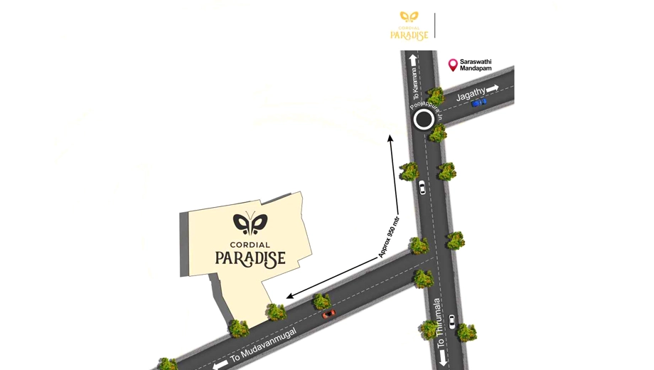 Location of Cordial Paradise in Poojappura, Thiruvananthapuram - Image 420119