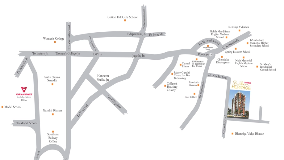 Location of Varma Dr Pais Heritage in Poojappura, Thiruvananthapuram - Image 420099