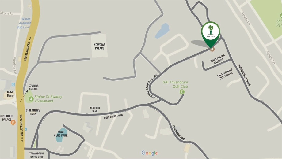 Location of Heather Greenage in Kowdiar, Thiruvananthapuram - Image 420066