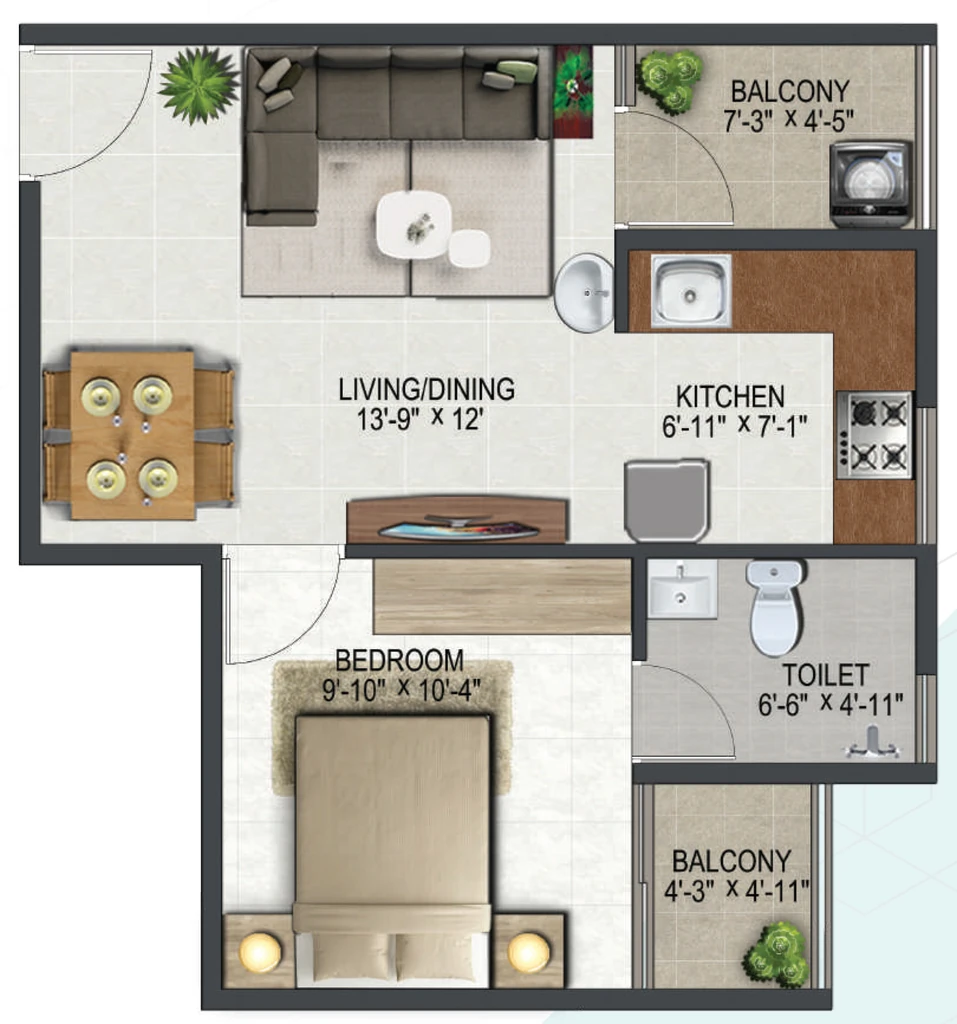 1 BHK Flat in Sowparnika ISTA in Ulloor, Thiruvananthapuram - Image 925302