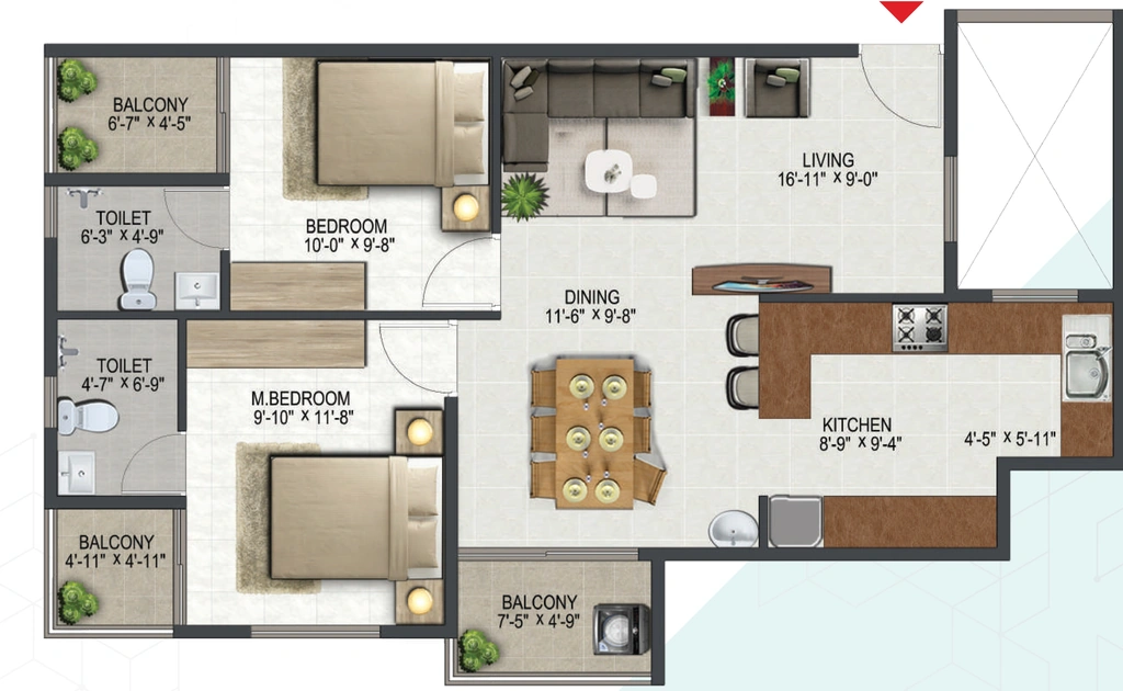 2 BHK Flat in Sowparnika ISTA in Ulloor, Thiruvananthapuram - Image 925303