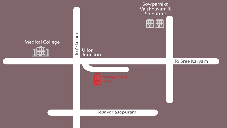 Location of Sowparnika ISTA in Ulloor, Thiruvananthapuram - Image 420046