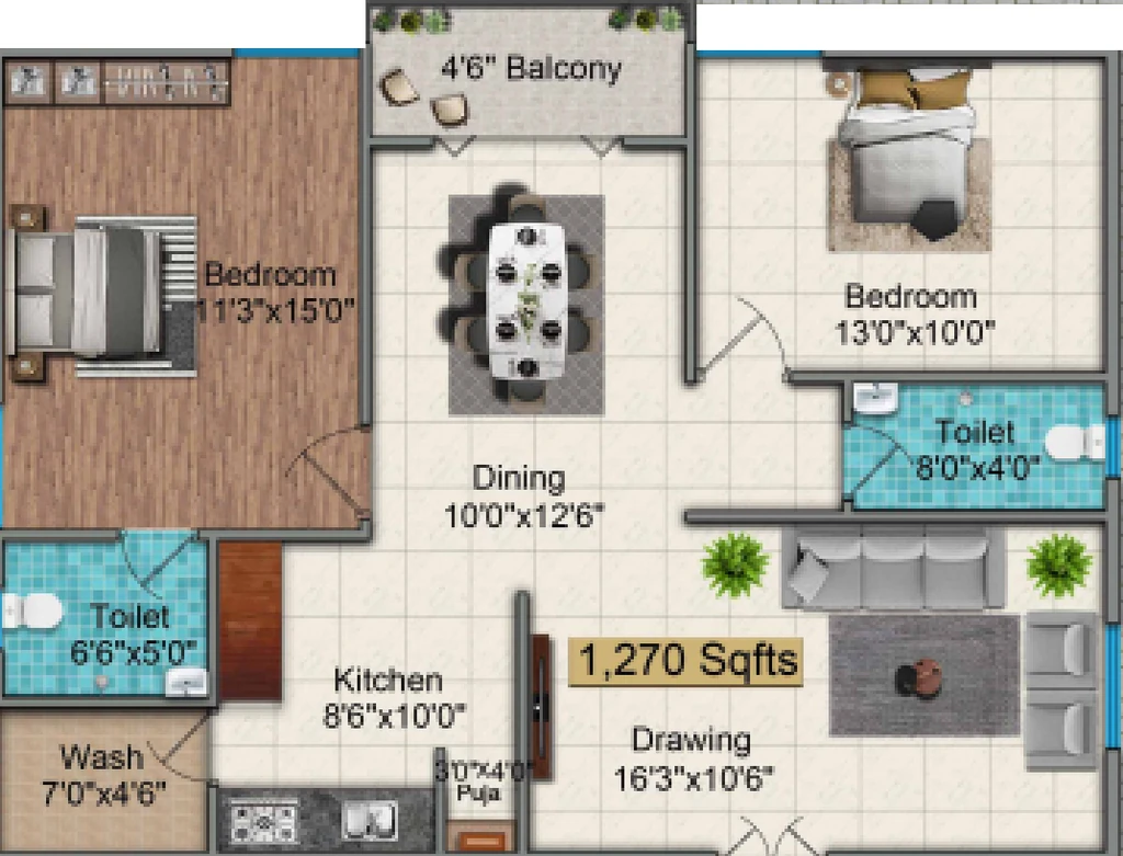 2 BHK Flat in Sreenidhi Papavimochana in Bachupally, Hyderabad - Image 925292