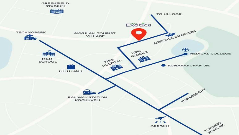 Location of Arcon Exotica in Aakkulam, Thiruvananthapuram - Image 420040
