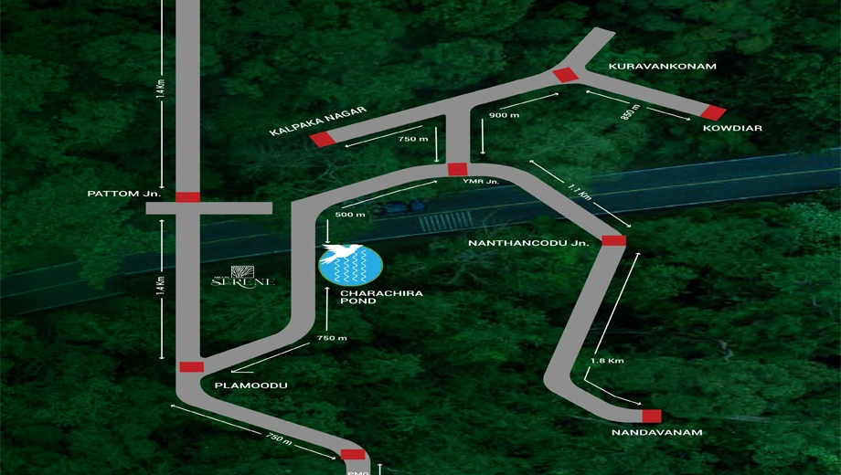 Location of Arcon Serene in Kowdiar, Thiruvananthapuram - Image 420055