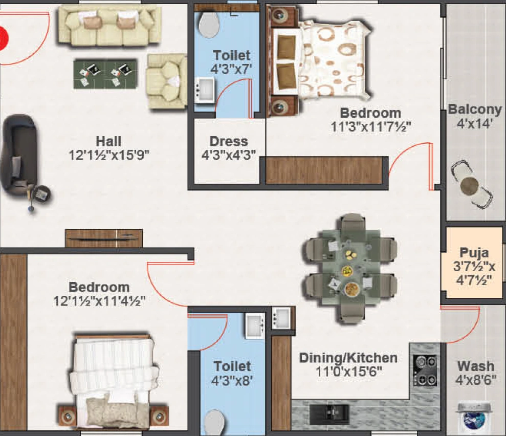 2 BHK Flat in Sai Prestige Tower in LB Nagar, Hyderabad - Image 925296
