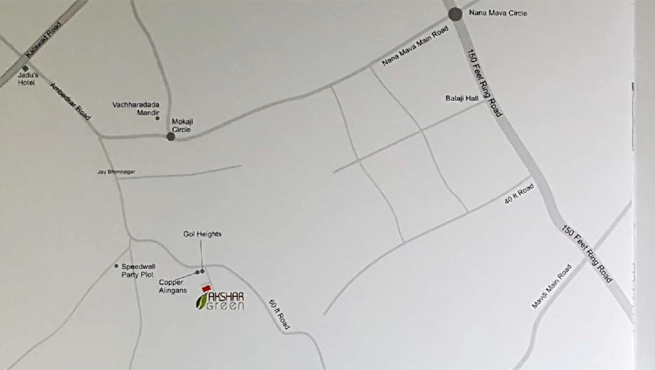 Location of Akshar Greens in Mavdi, Rajkot - Image 420142