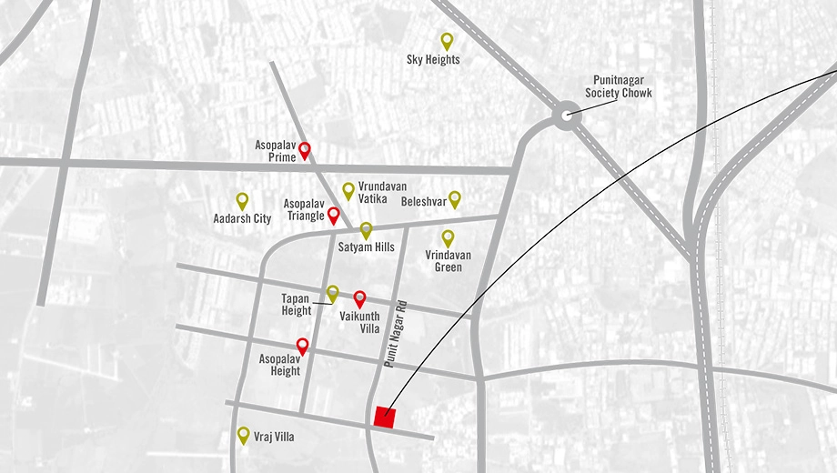 Location of Akshat Asopalav Bungalows in Vavdi, Rajkot - Image 420151