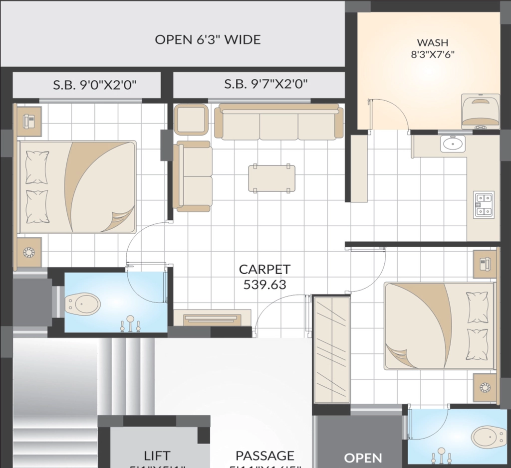 2 BHK Flat in Kapuriya Akshat Homes in Mavdi, Rajkot - Image 925357