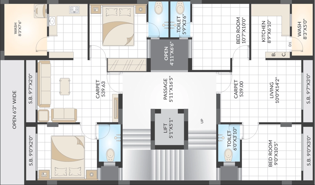 Floor Plan of Kapuriya Akshat Homes in Mavdi, Rajkot - Image 420169