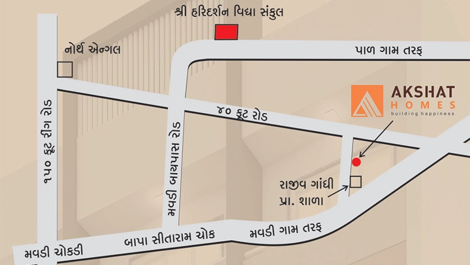 Location of Kapuriya Akshat Homes in Mavdi, Rajkot - Image 420168