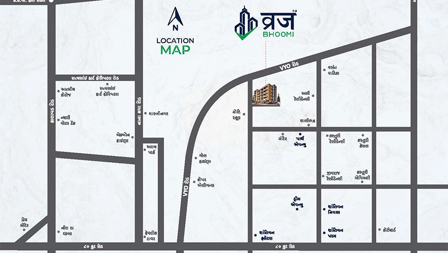 Location of Amba Vraj Bhoomi in Mavdi, Rajkot - Image 420171