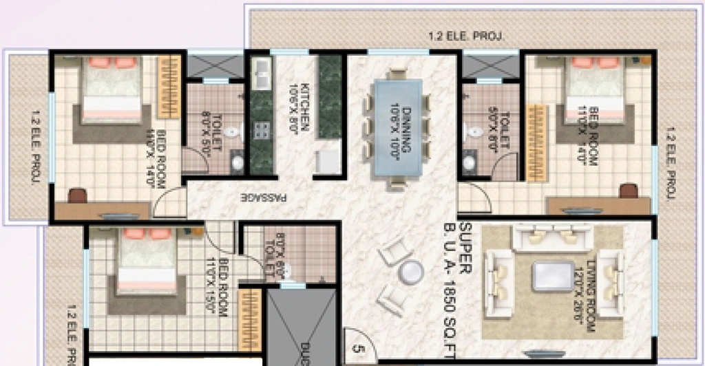 3 BHK Flat in Mangaldeep Majestik in Bhadu Market, Jodhpur - Image 925422