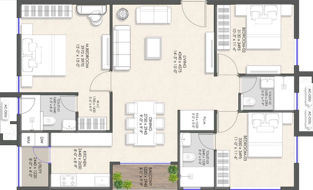 3 BHK Flat in Ambience Beaumonde in Kokapet, Hyderabad - Image 925363