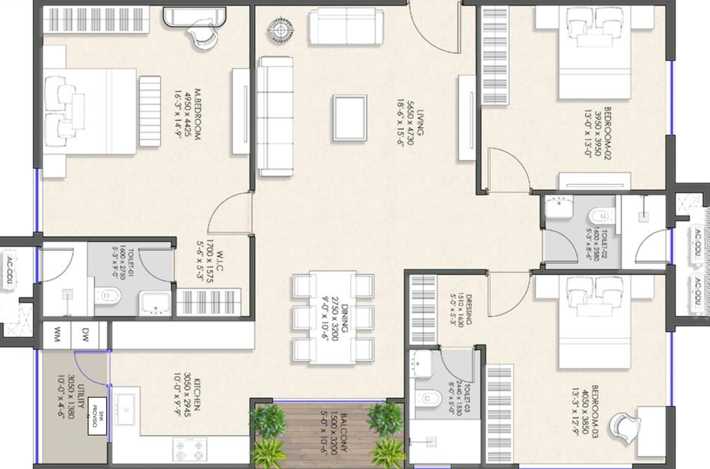 3 BHK Flat in Ambience Beaumonde in Kokapet, Hyderabad - Image 925365