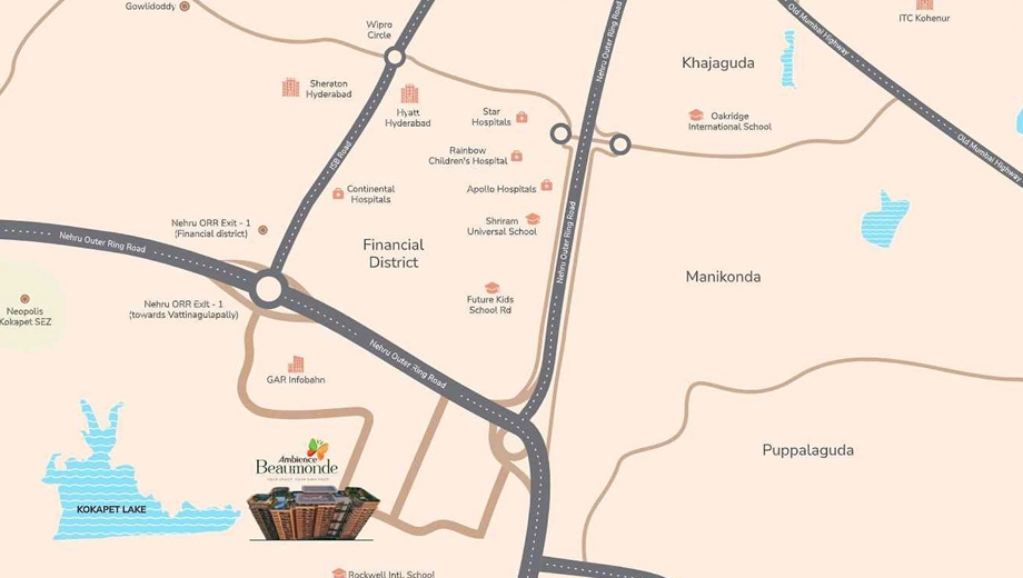Location of Ambience Beaumonde in Kokapet, Hyderabad - Image 420206