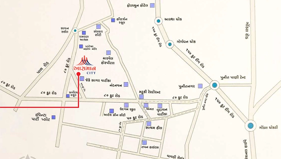 Location of Asman City in Mavdi, Rajkot - Image 420225