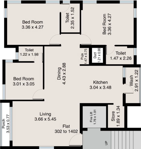3 BHK Flat in Balaji Heaven Heights in Mota Mava, Rajkot - Image 925373