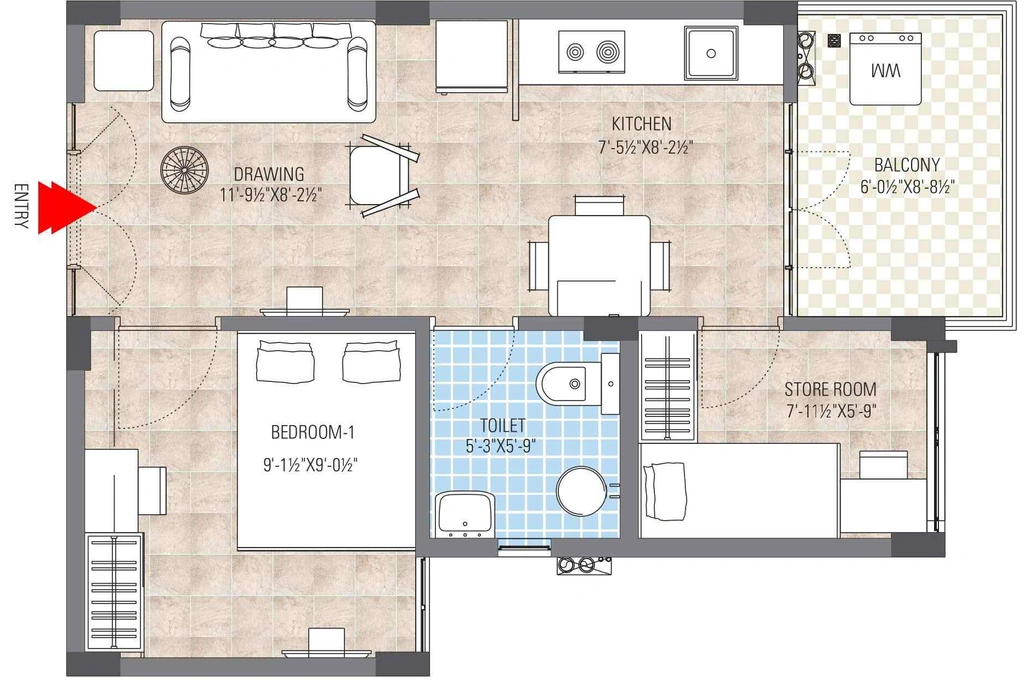 1.5 BHK Flat in Namoh Palash Homes in Sangriya, Jodhpur - Image 925441
