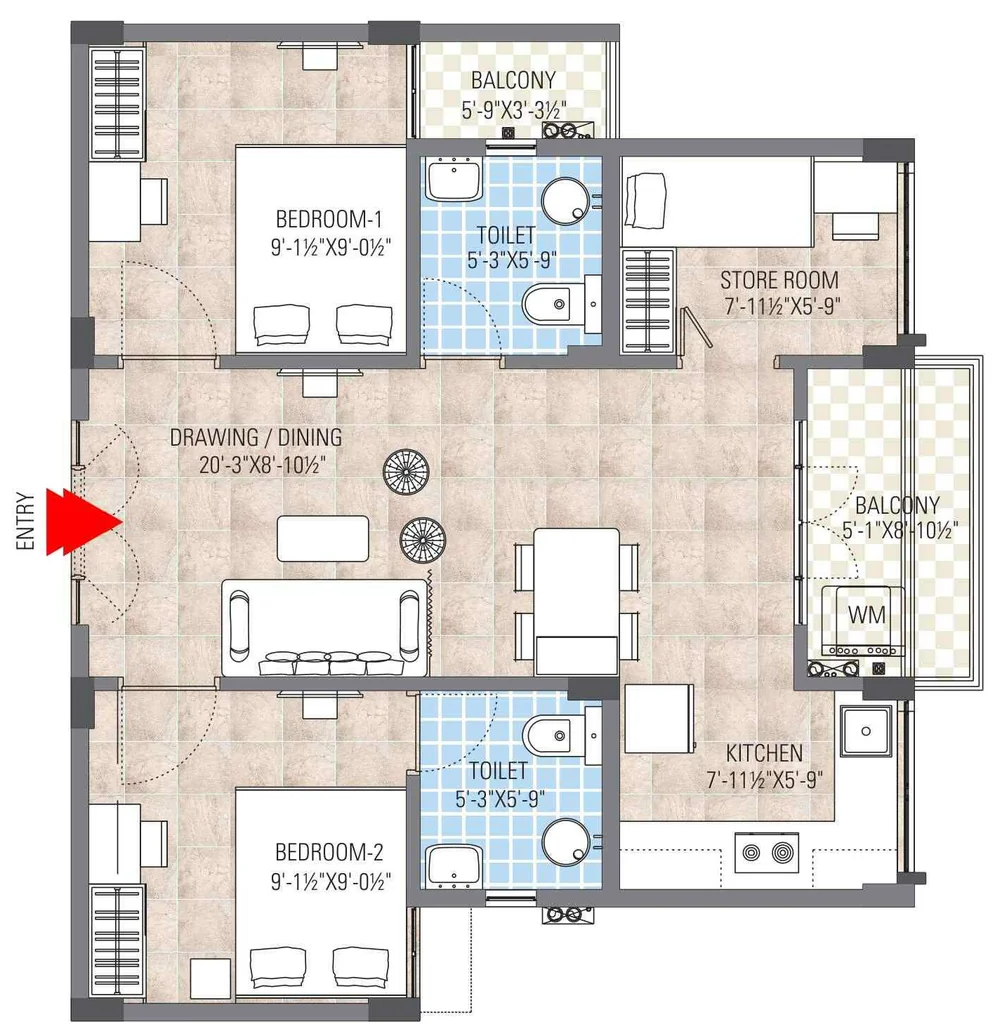 2.5 BHK Flat in Namoh Palash Homes in Sangriya, Jodhpur - Image 925442