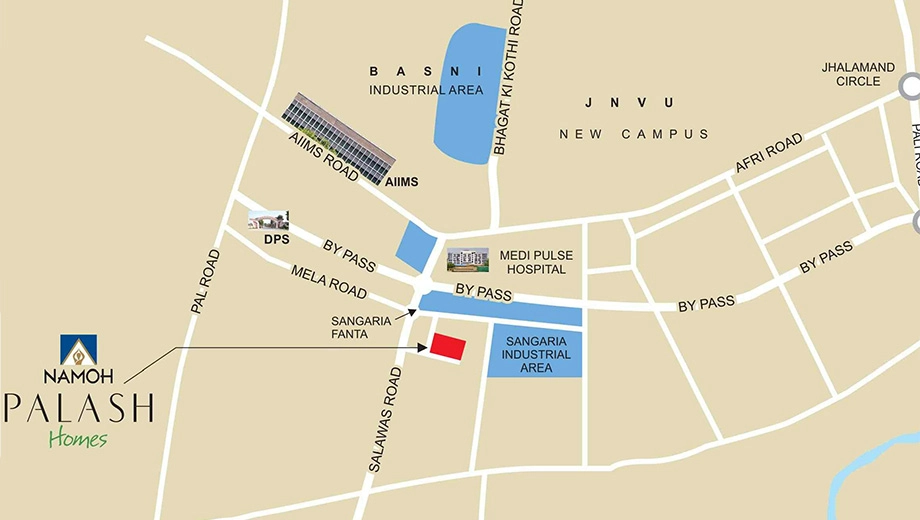 Location of Namoh Palash Homes in Sangriya, Jodhpur - Image 420511