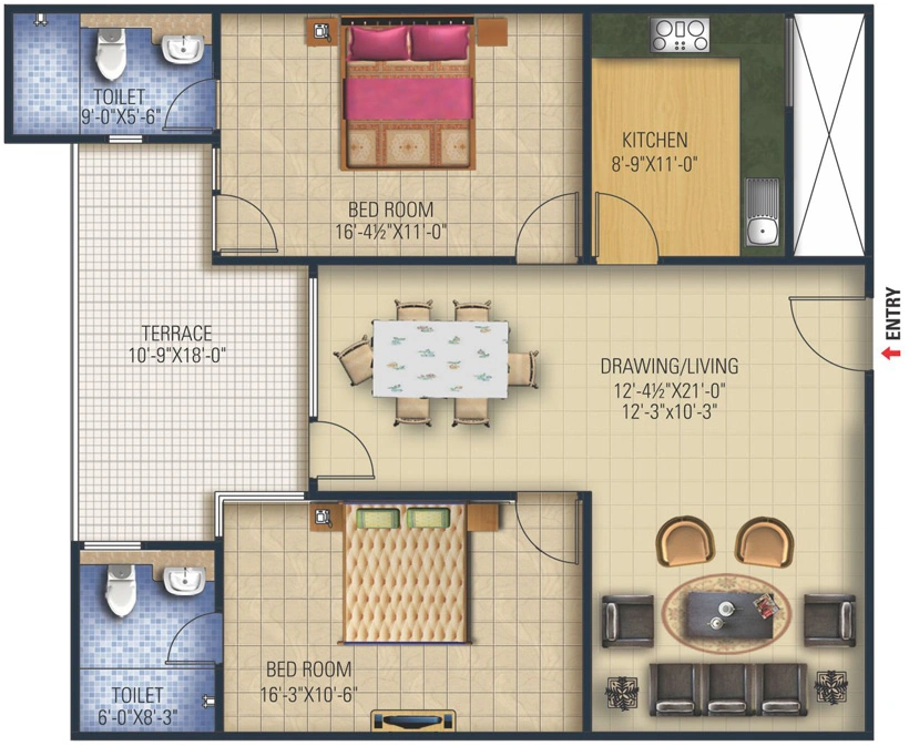 2 BHK Flat in Pachar Indra Raj in Bhagat Ki Kothi, Jodhpur - Image 925445