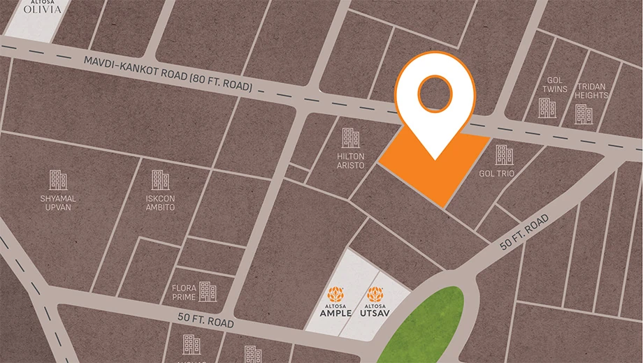 Location of Cubicon Altosa Impera in Mavdi, Rajkot - Image 420271