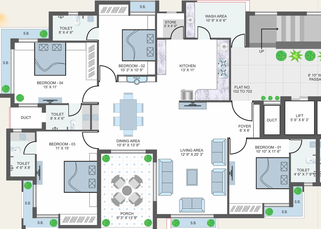 4 BHK Flat in Dhanshree 5 in Mavdi, Rajkot - Image 925384
