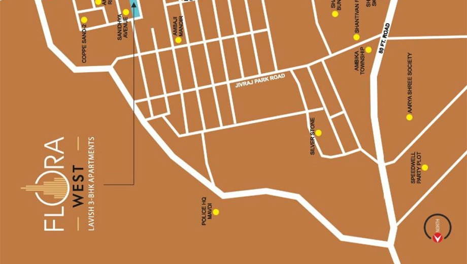 Location of Flora West in Mavdi, Rajkot - Image 420312
