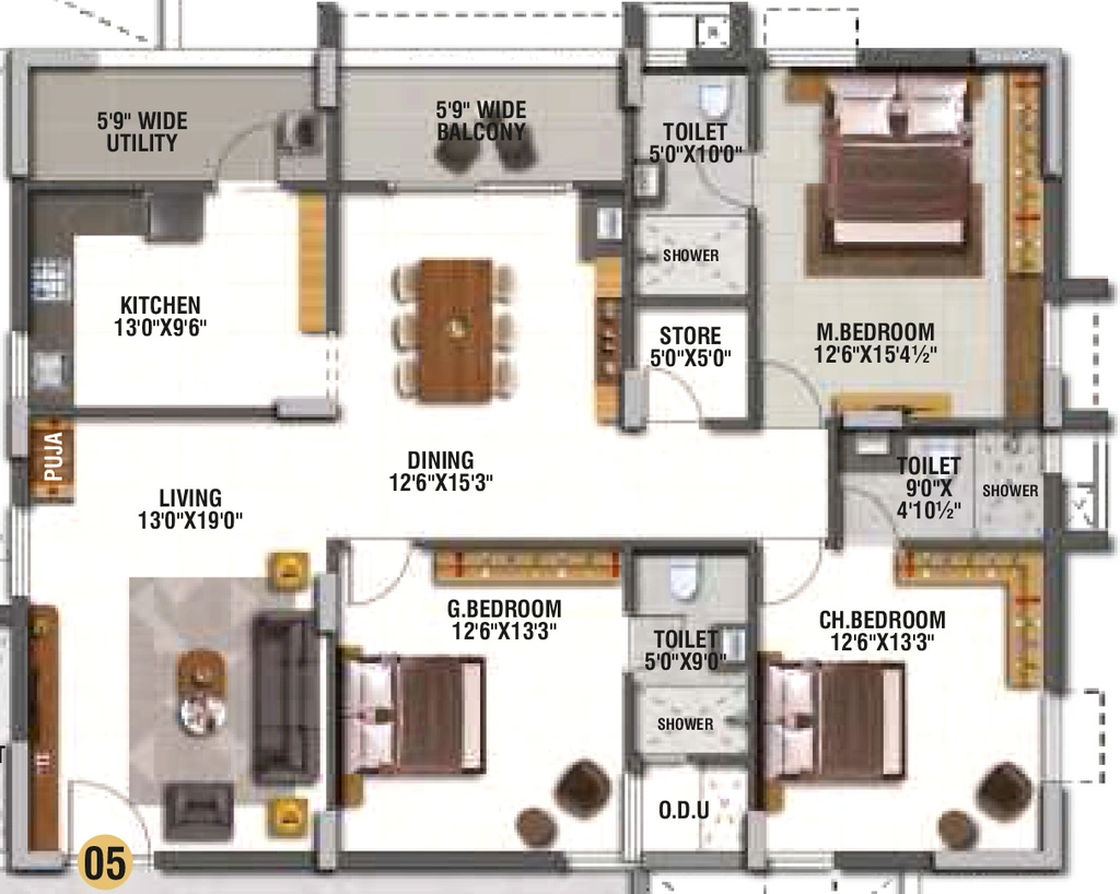 3 BHK Flat in Gcon The Prime in Dwaraka Nagar, Visakhapatnam - Image 925393
