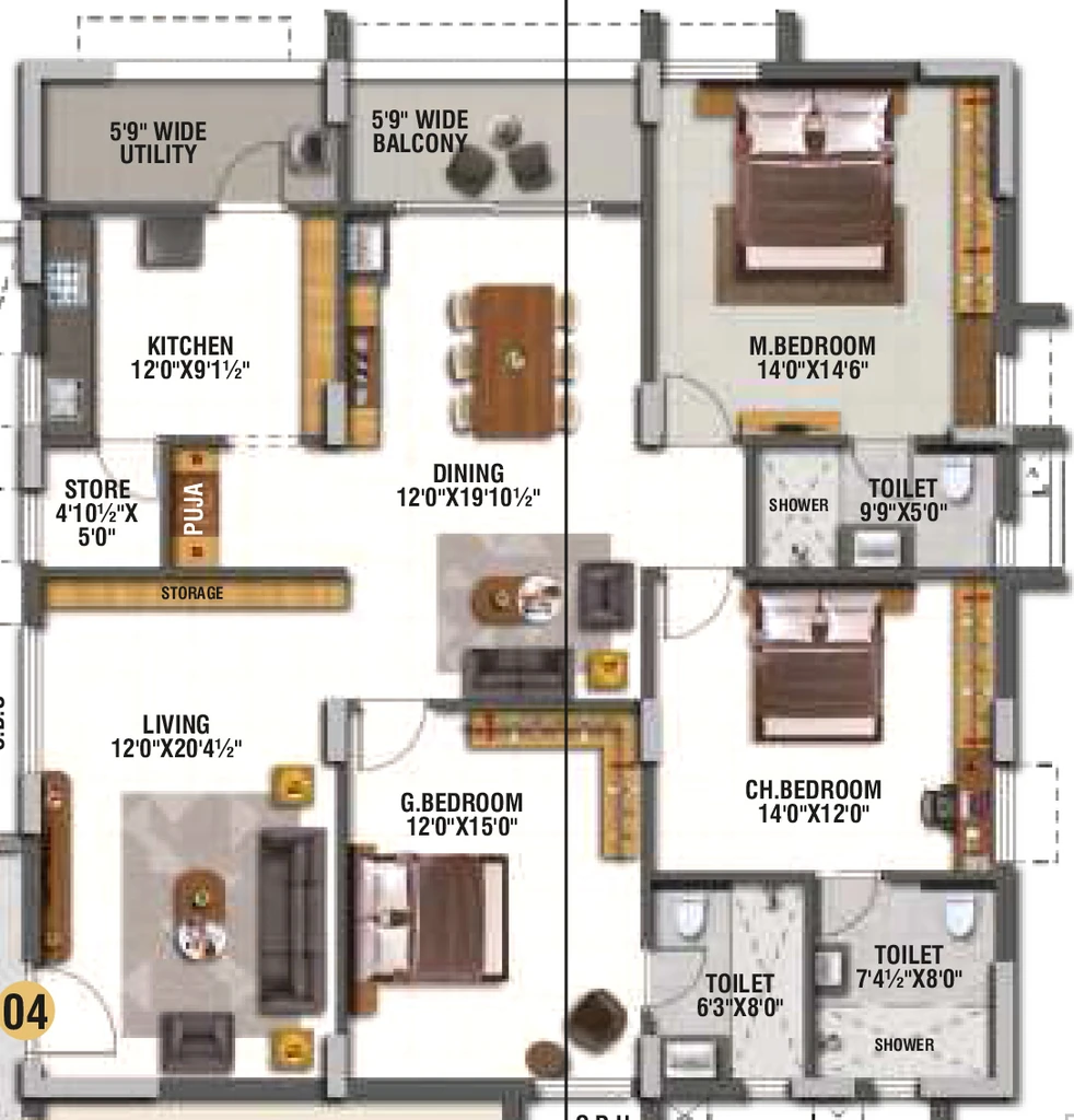 3 BHK Flat in Gcon The Prime in Dwaraka Nagar, Visakhapatnam - Image 925394
