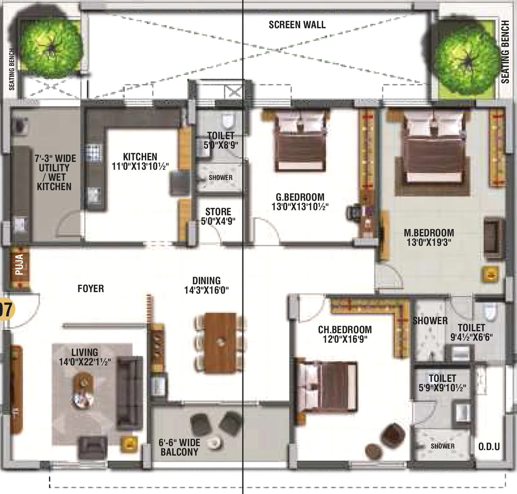 3 BHK Flat in Gcon The Prime in Dwaraka Nagar, Visakhapatnam - Image 925396