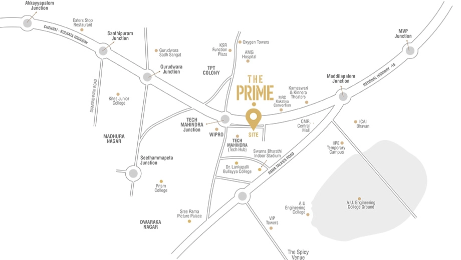 Location of Gcon The Prime in Dwaraka Nagar, Visakhapatnam - Image 420339