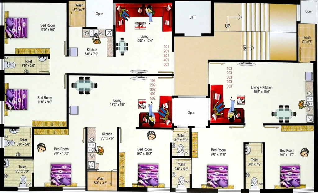 Floor Plan of Vision Fortune Heights in Mavdi, Rajkot - Image 420319