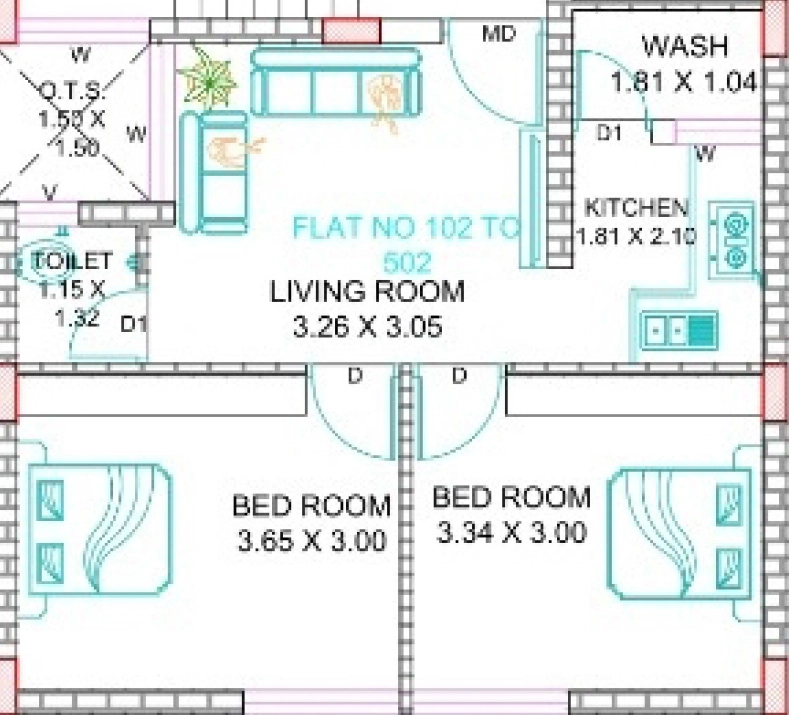 2 BHK Flat in Keyur Het Flat in Mavdi, Rajkot - Image 925392