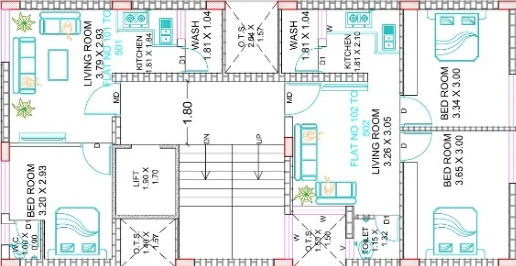 Floor Plan of Keyur Het Flat in Mavdi, Rajkot - Image 420324