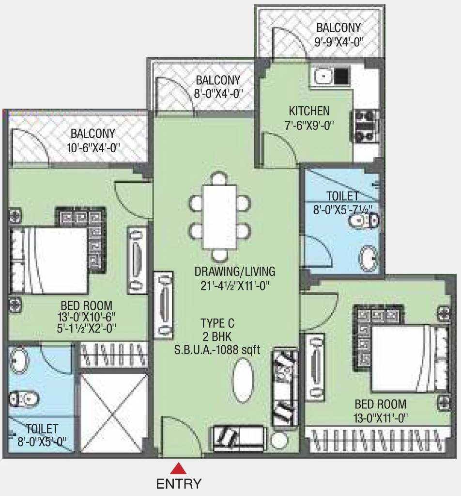 2 BHK Flat in Unique Green Acres in Chaukhan, Jodhpur - Image 925474