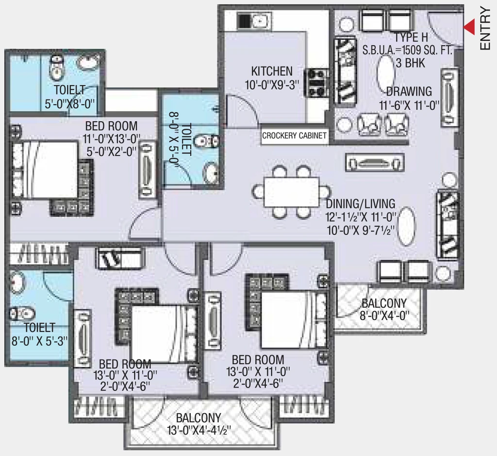 3 BHK Flat in Unique Green Acres in Chaukhan, Jodhpur - Image 925476