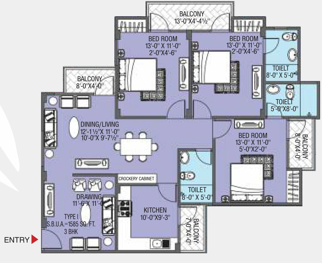 3 BHK Flat in Unique Green Acres in Chaukhan, Jodhpur - Image 925477