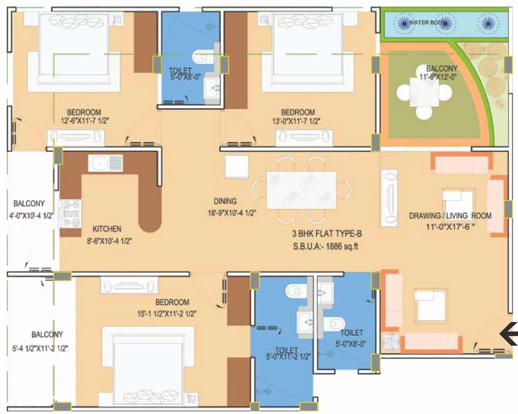 3 BHK Flat in Unique Solitaire in null, Jodhpur - Image 925480