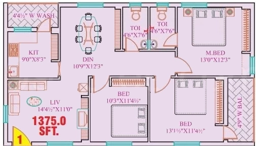 3 BHK Flat in Garuda Crest in Gunadala, Vijayawada - Image 925423