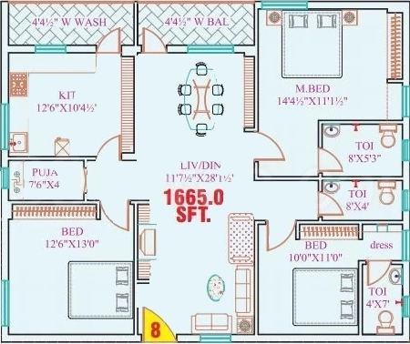 3 BHK Flat in Garuda Crest in Gunadala, Vijayawada - Image 925425