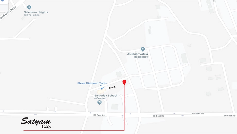 Location of Hightech Hitech Satyam City in Mavdi, Rajkot - Image 420446