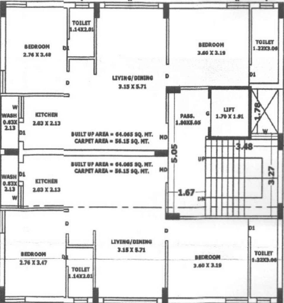 Floor Plan of Aqua Jash Apartment in Mavdi, Rajkot - Image 420471